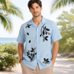 Men's Embroidered Tropical Hawaiian Shirt