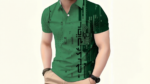 Men’s Green Tech-Print Polo Shirt