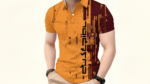 Men’s Green Tech-Print Polo Shirt - Image 2